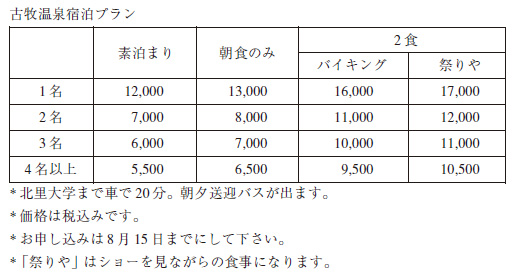 古牧温泉宿泊プラン